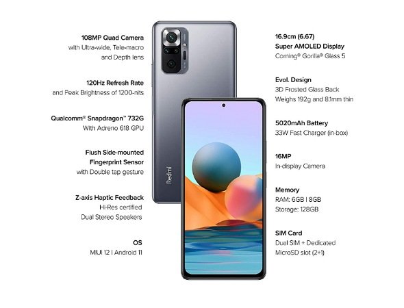 (Refurbished) Redmi Note 10S (Deep Sea Blue, 6GB RAM, 64GB Storage) - Super  Amoled Display | 64 MP Quad Camera