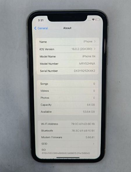 Used iPhone Xr (64GB Storage). Battery Health 81%. In a good 